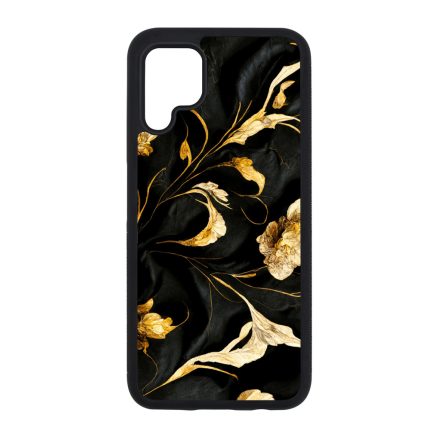 Szatén fekete-arany virág mintás Art Huawei szilikon tok