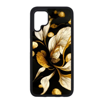 Szépséges fekete-arany virág szatén Art Huawei szilikon tok