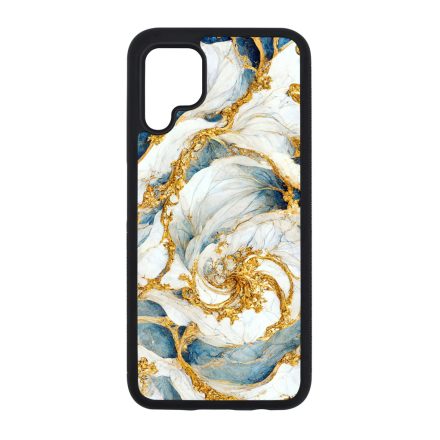 Örvénylő fehér-kék és arany márvány mintás Huawei szilikon tok