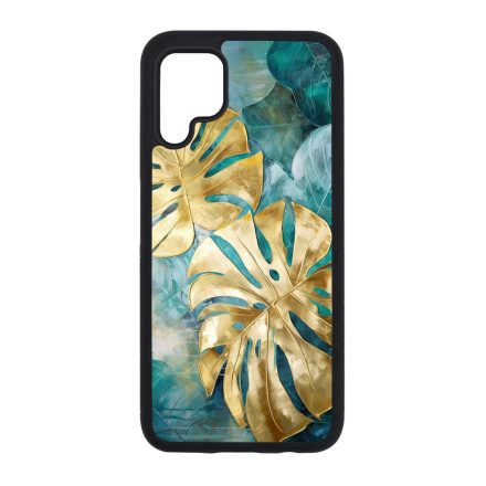 Gyönyörű kék aranyló levelek Art Huawei szilikon tok