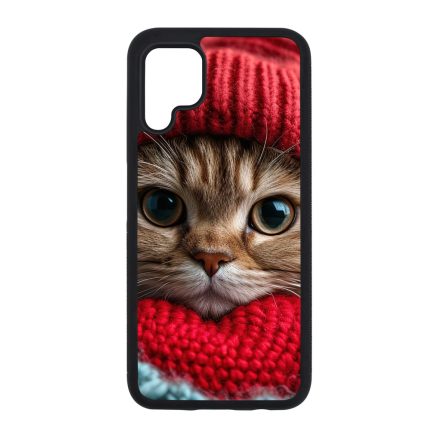 Cuki vörös cica piros sapkában Huawei szilikon tok