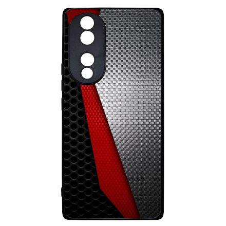 Metál SILVER piros karbon mintás Honor 70 tok