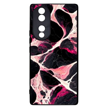 Különleges fekete-fehér és pink márvány mintás Honor 70 tok
