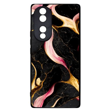 Különleges fekete-pink és arany márvány mintás Honor 70 tok