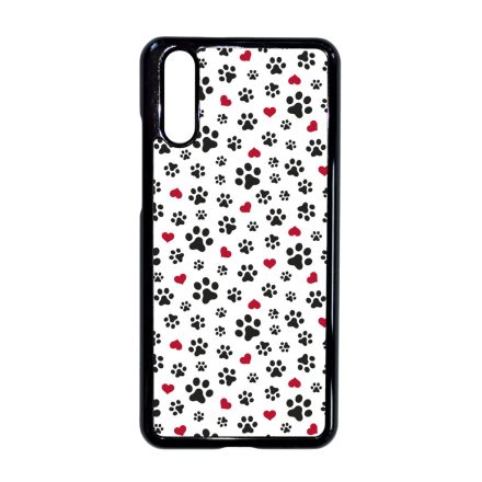 Szívecskés kutya mancs mintás Huawei P20 tok
