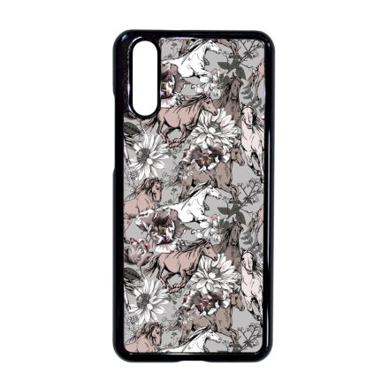 Csodaszép szürke vintage lovas mintás Huawei P20 tok