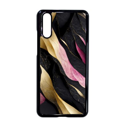 Szépséges fekete-pink és arany márvány mintás Huawei P20 tok