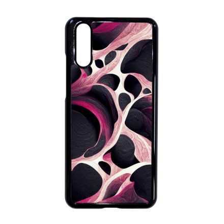 Gyönyörű fekete-fehér és pink márvány mintás Huawei P20 tok