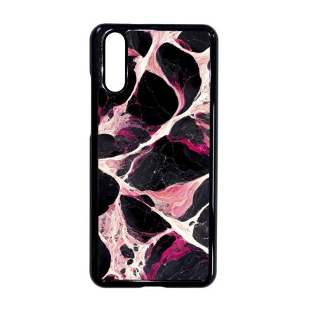 Különleges fekete-fehér és pink márvány mintás Huawei P20 tok