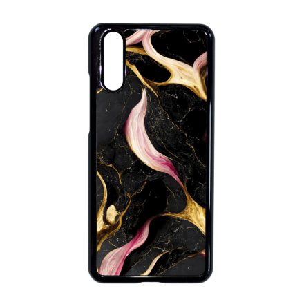 Különleges fekete-pink és arany márvány mintás Huawei P20 tok