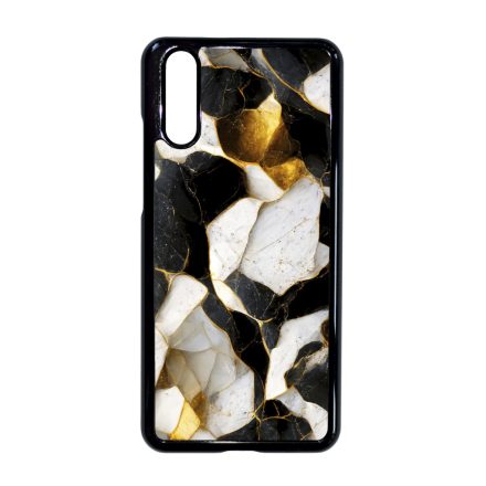 Luxury fekete-fehér és arany márvány mintás Huawei P20 tok