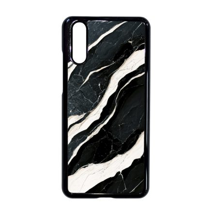 Trendi fekete-fehér márvány mintás Huawei P20 tok
