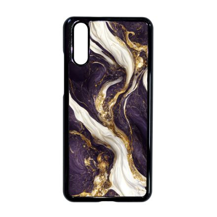 Szépséges lila-fehér és arany márvány mintás  Huawei P20 tok