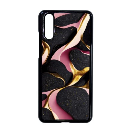 Fekete-Lila és arany mintás Art Huawei P20 tok