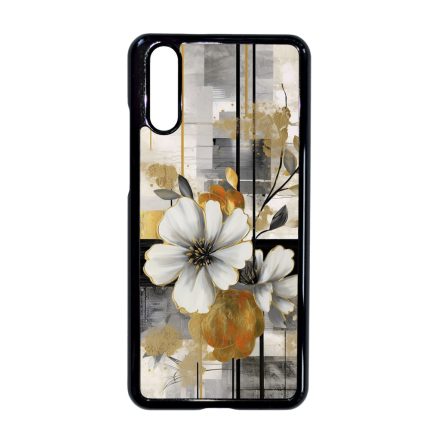 Különleges arany és fehér virágos absztrakt Art Huawei P20 tok