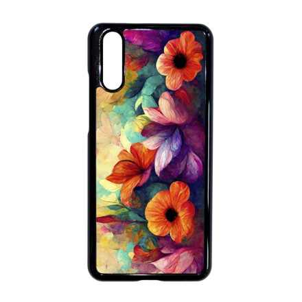 Festett hatású színes virágos Art Huawei P20 tok