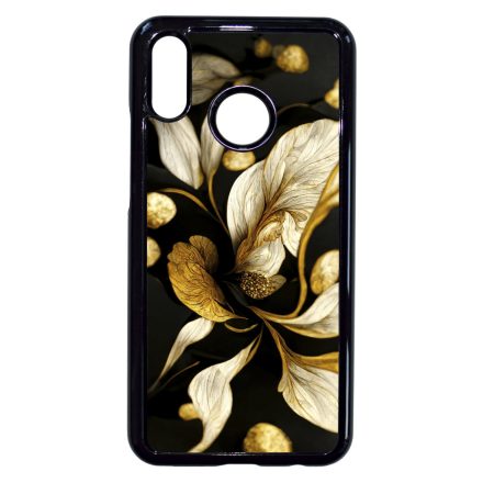 Szépséges fekete-arany virág szatén Art Huawei P20 Lite tok
