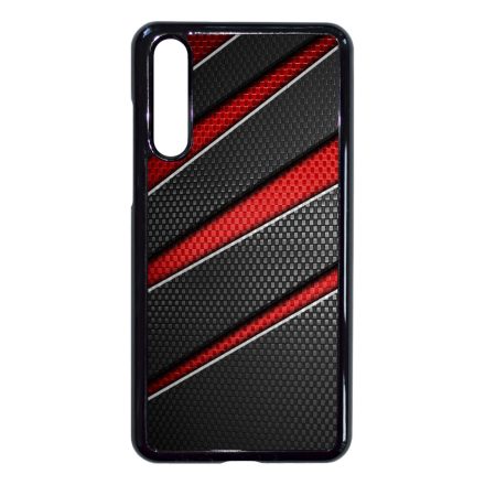 Piros fekete csíkos karbon mintás Huawei P20 Pro tok