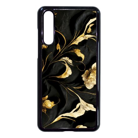 Szatén fekete-arany virág mintás Art Huawei P20 Pro tok