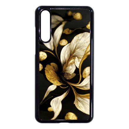 Szépséges fekete-arany virág szatén Art Huawei P20 Pro tok