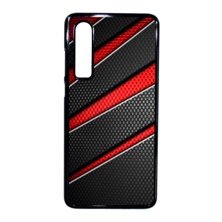 Piros fekete csíkos karbon mintás Huawei P30 tok