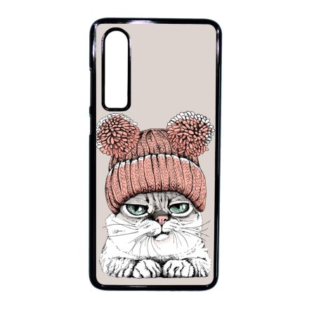 Cuki sapkás cica Huawei P30 tok