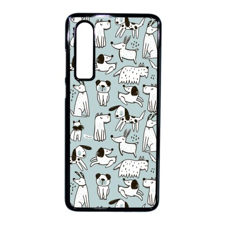 Türkiz aranyos rajzolt kutya mintás Huawei P30 tok