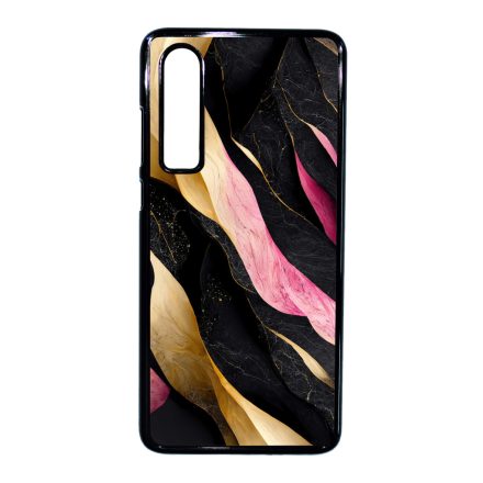 Szépséges fekete-pink és arany márvány mintás Huawei P30 tok