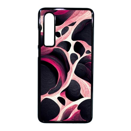 Gyönyörű fekete-fehér és pink márvány mintás Huawei P30 tok