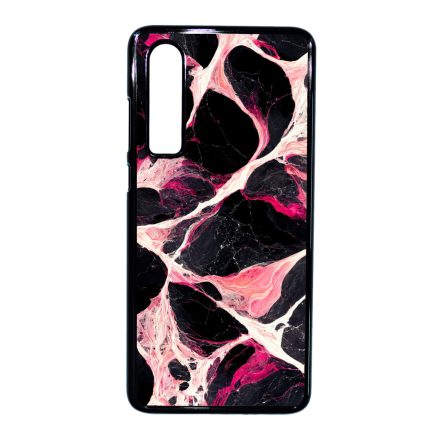 Különleges fekete-fehér és pink márvány mintás Huawei P30 tok