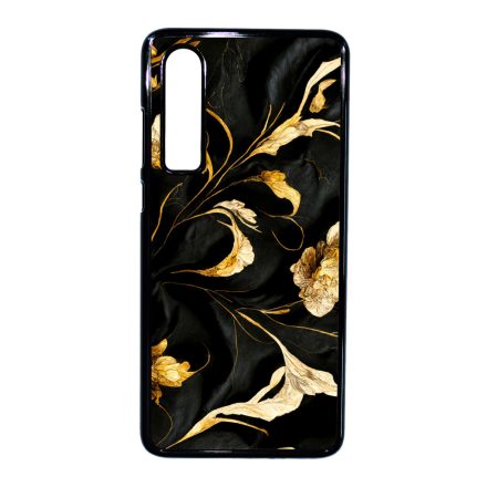 Szatén fekete-arany virág mintás Art Huawei P30 tok