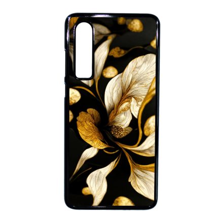 Szépséges fekete-arany virág szatén Art Huawei P30 tok