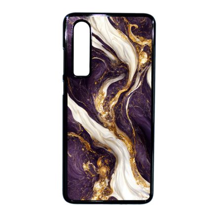 Szépséges lila-fehér és arany márvány mintás  Huawei P30 tok