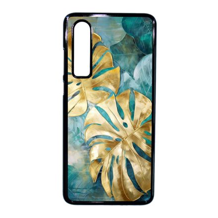 Gyönyörű kék aranyló levelek Art Huawei P30 tok