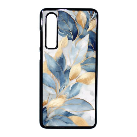 Gyönyörű kék és arany leveles Art Huawei P30 tok