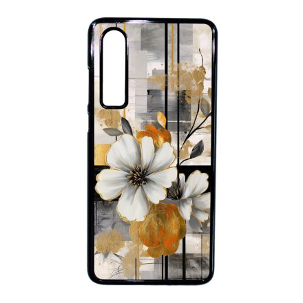 Különleges arany és fehér virágos absztrakt Art Huawei P30 tok