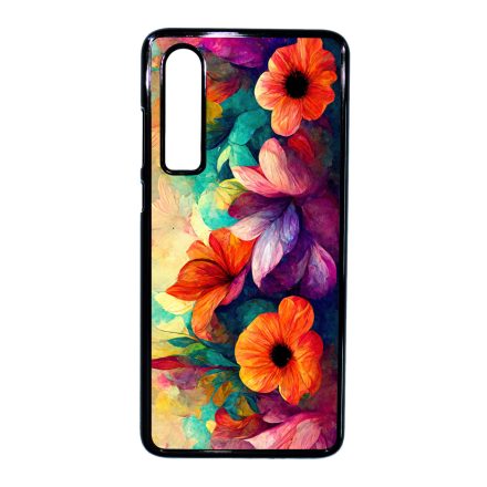 Festett hatású színes virágos Art Huawei P30 tok