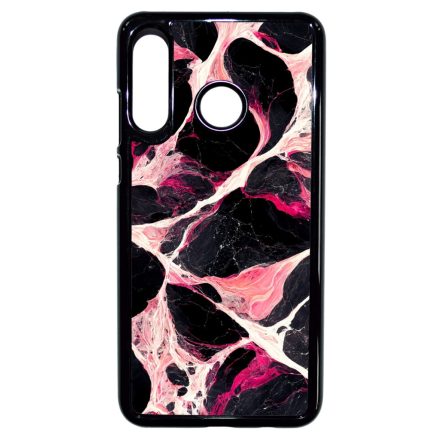 Különleges fekete-fehér és pink márvány mintás Huawei P30 Lite tok