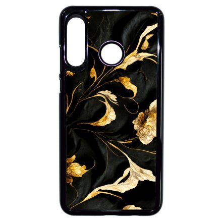 Szatén fekete-arany virág mintás Art Huawei P30 Lite tok