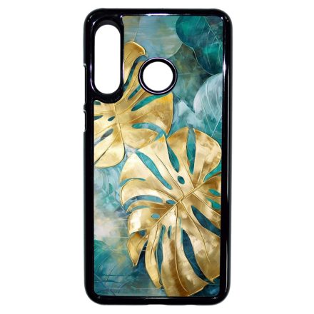 Gyönyörű kék aranyló levelek Art Huawei P30 Lite tok