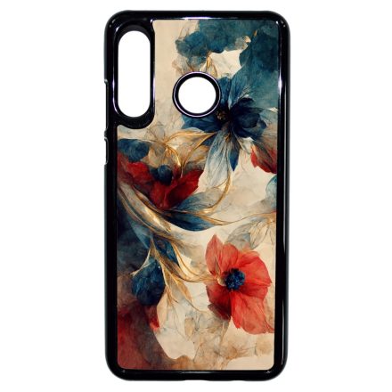 Gyönyörű piros-kék virágos Art Huawei P30 Lite tok