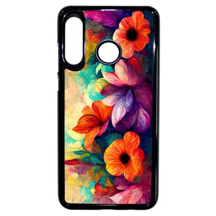 Festett hatású színes virágos Art Huawei P30 Lite tok