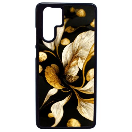 Szépséges fekete-arany virág szatén Art Huawei P30 Pro tok