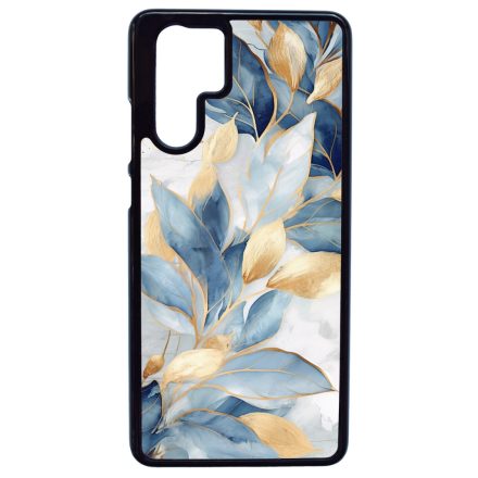 Gyönyörű kék és arany leveles Art Huawei P30 Pro tok