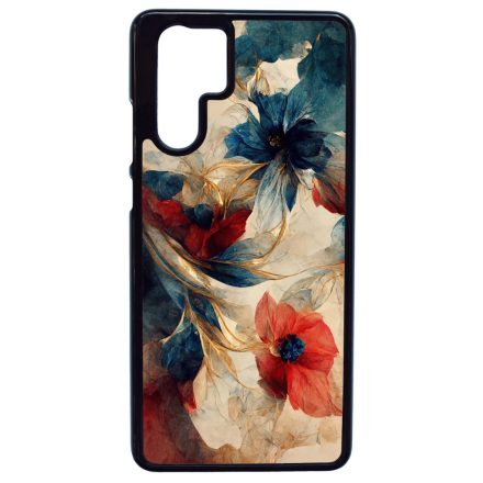 Gyönyörű piros-kék virágos Art Huawei P30 Pro tok