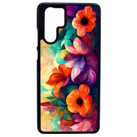Festett hatású színes virágos Art Huawei P30 Pro tok