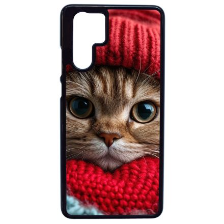 Cuki vörös cica piros sapkában Huawei P30 Pro tok