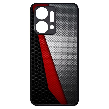 Metál SILVER piros karbon mintás Honor X7a tok