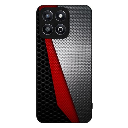 Metál SILVER piros karbon mintás Honor X8b tok