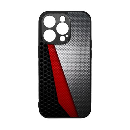 Metál SILVER piros karbon mintás iPhone 14 Pro tok